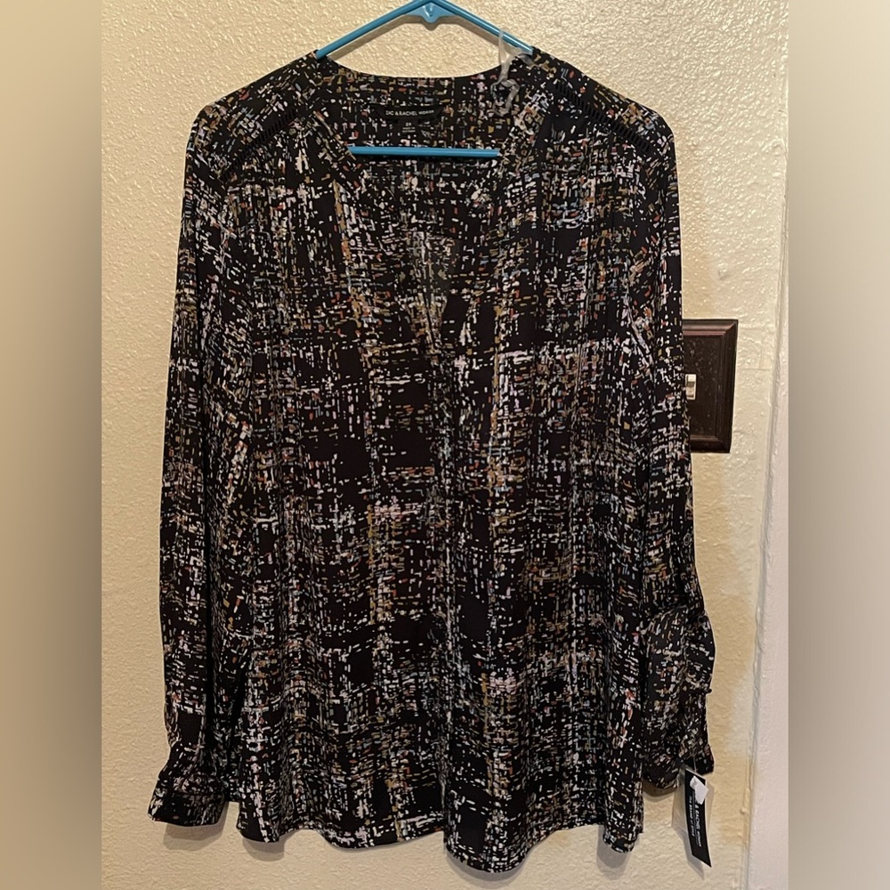 Zac and Rachel blouse. Black with multi colors.